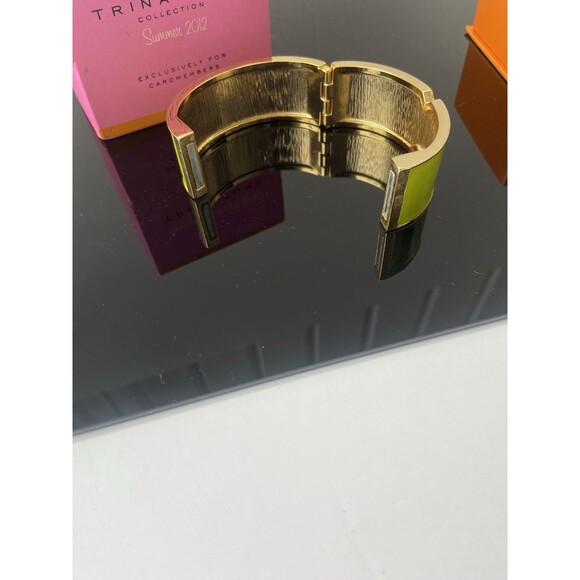 Banana Republic x Trina Turk Enamel Cuff Bracelet Green Gold 2012 Boxed Limited - Picture 12 of 16